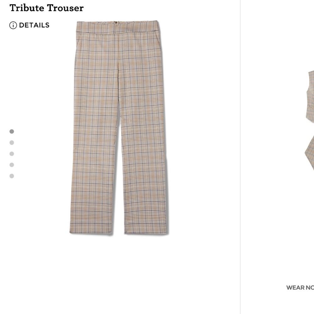 CAbi Women's Checkered Trousers - Beige and Gray